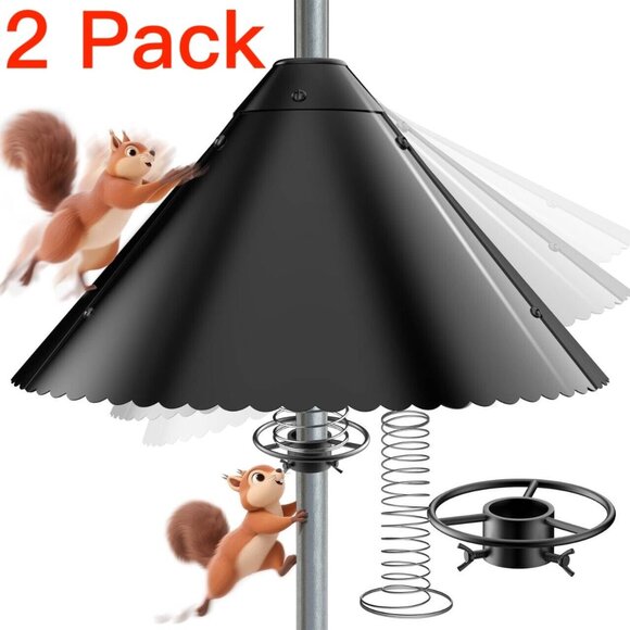 2 Pack Metal Squirrel Baffle Heavy Duty Squirrel Baffle for Bird Feeder Pole - Picture 1 of 8